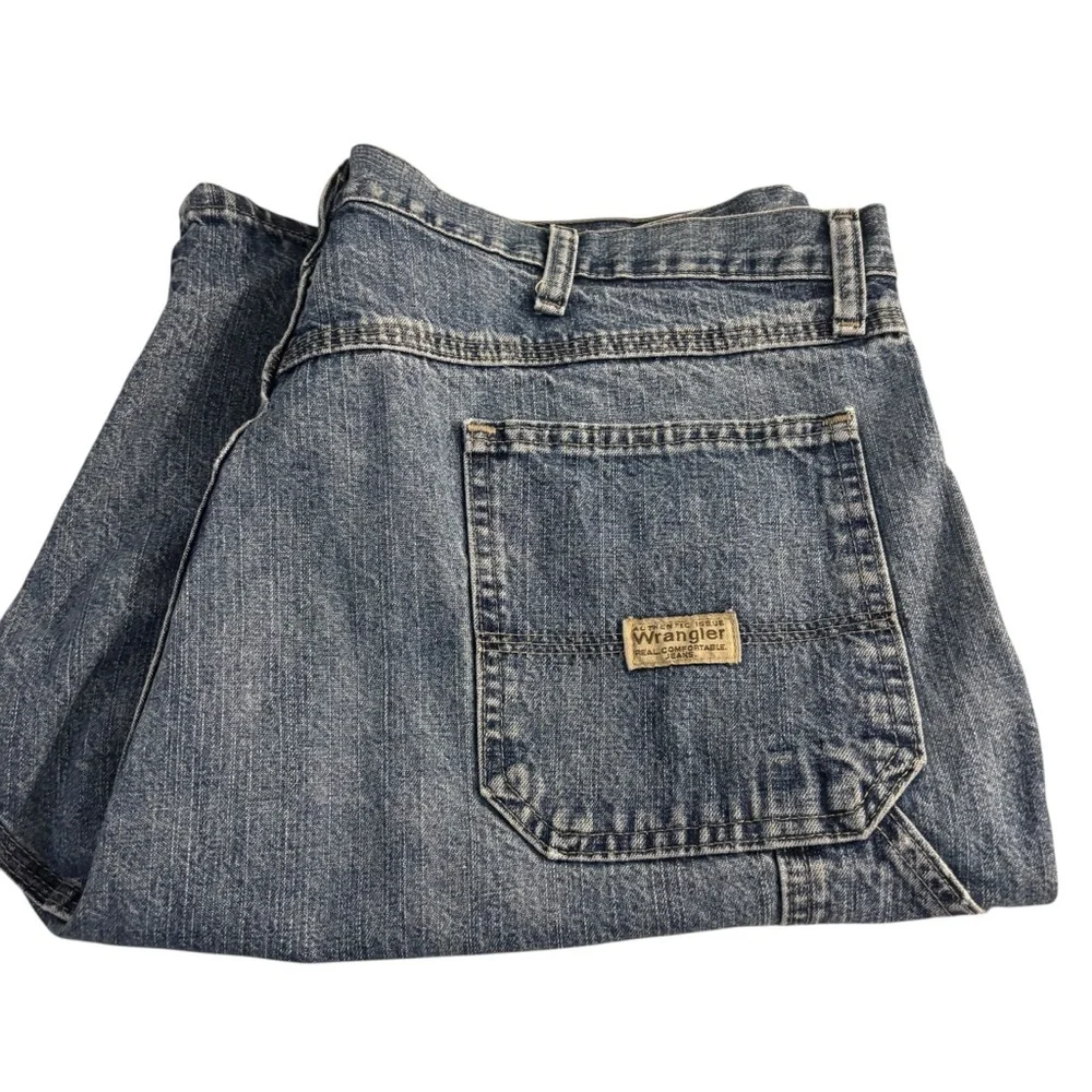 Wrangler Men’s Y2K Blue Cargo Carpenter Denim Jean Shorts Size 40 💯 Cotton  ,